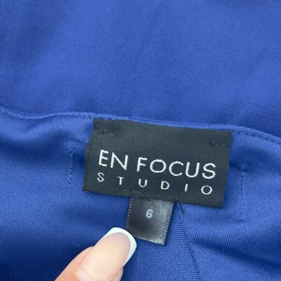 En Focus Studio Women Asymmetrical Blue Draped Mini Dress Size 6 One Sleeve - Picture 4 of 9